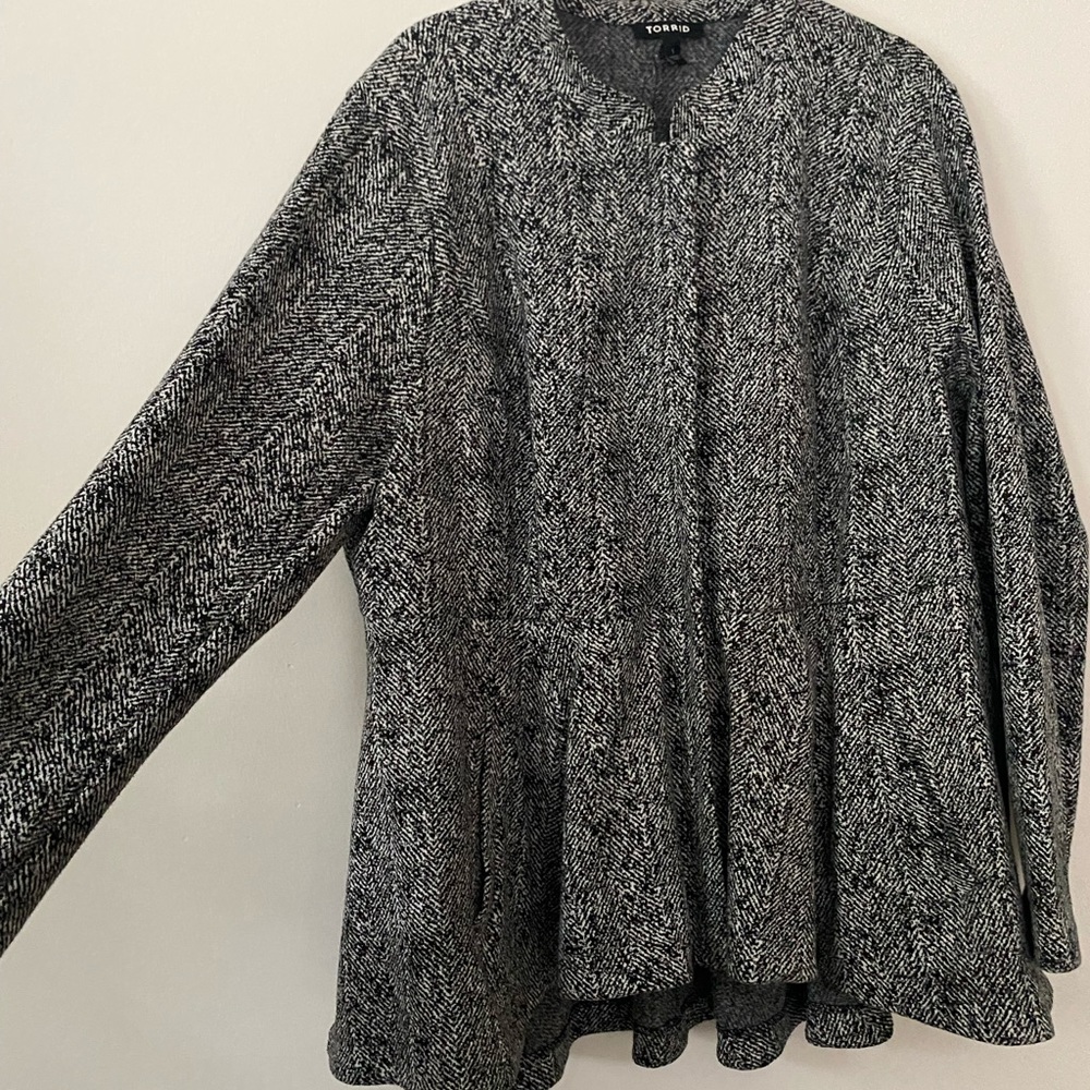 TORRID - Black and White Textured Peplum Jacket